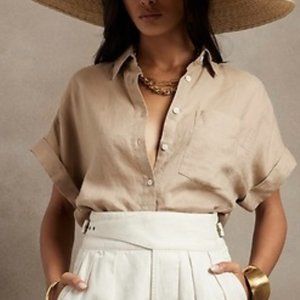 Banana Republic Linen Resort Shirt Tan M